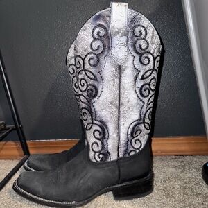 Circle G Black and White Western Boots